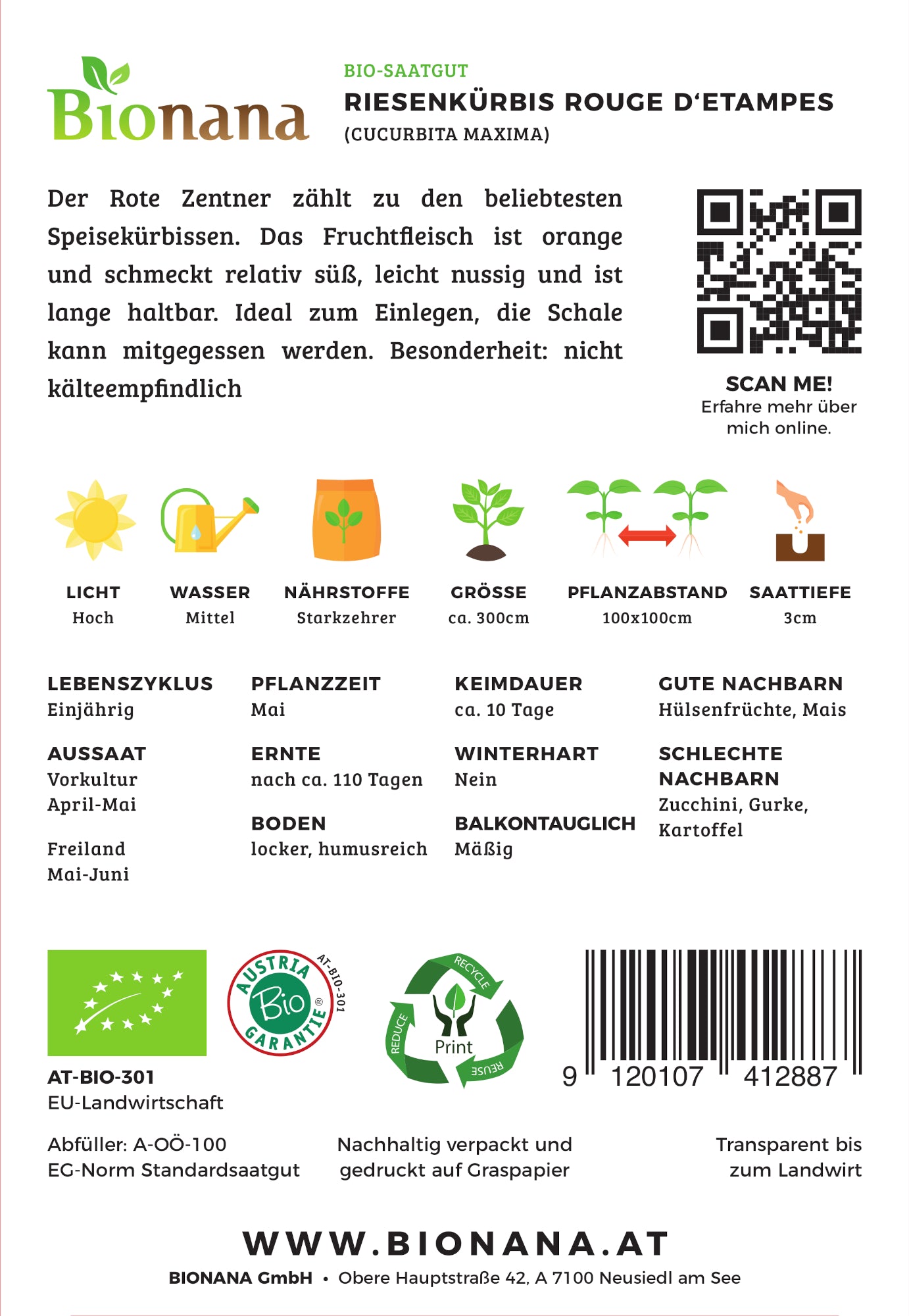  BIO Kürbis Roter Zentner