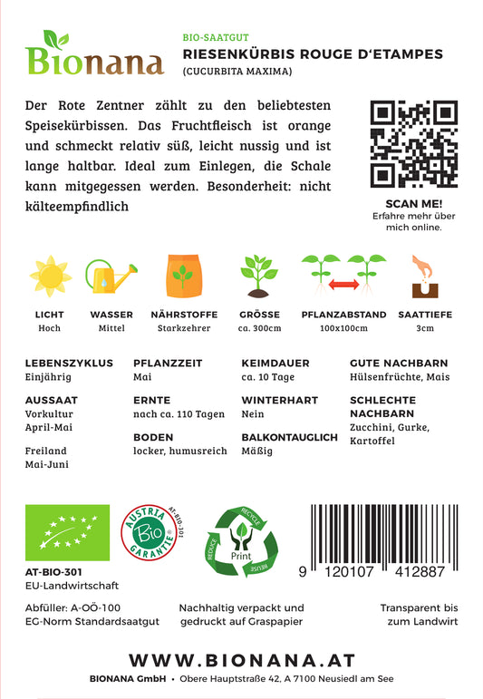  BIO Kürbis Roter Zentner
