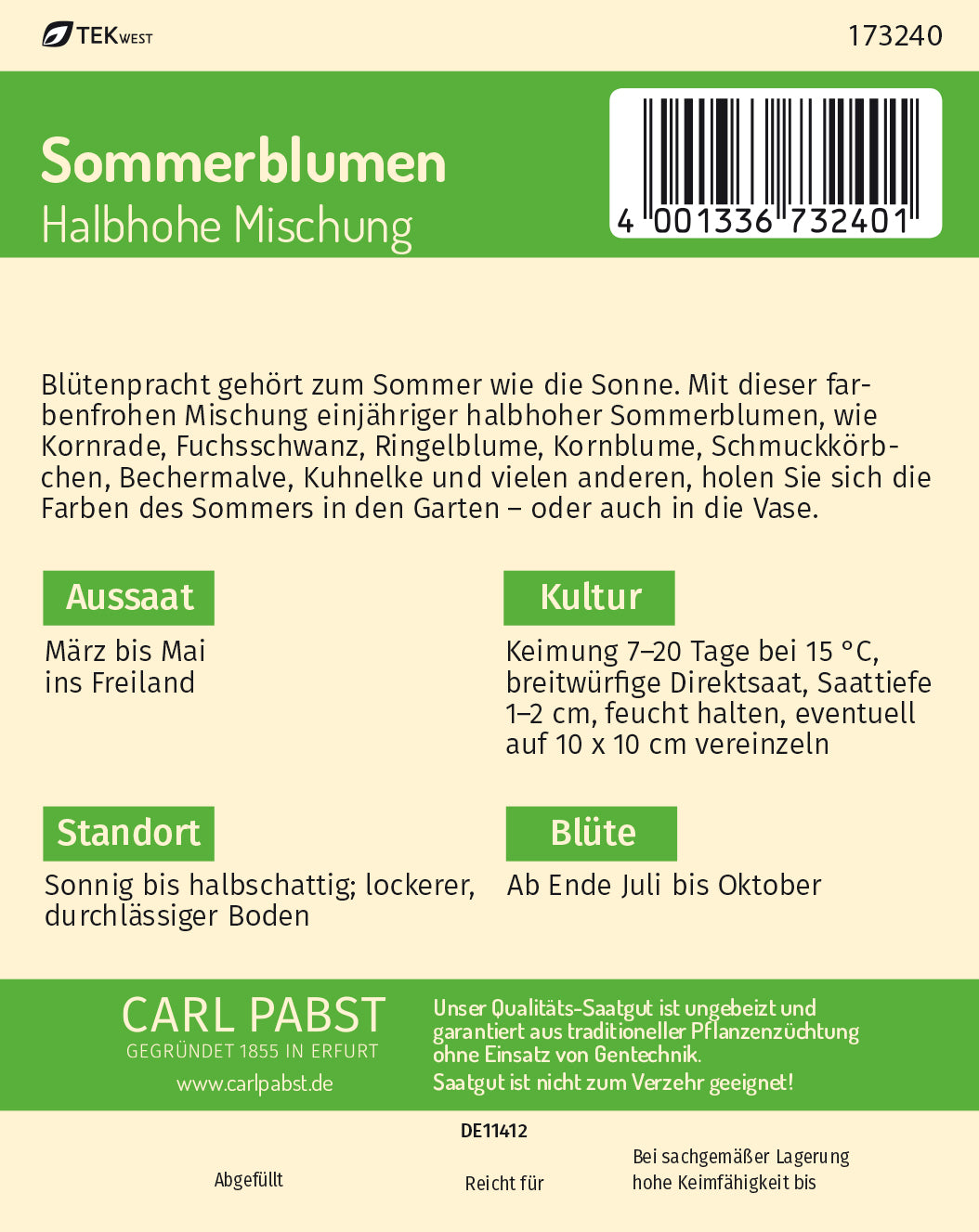  Sommerblumen Halbhohe Mischung
