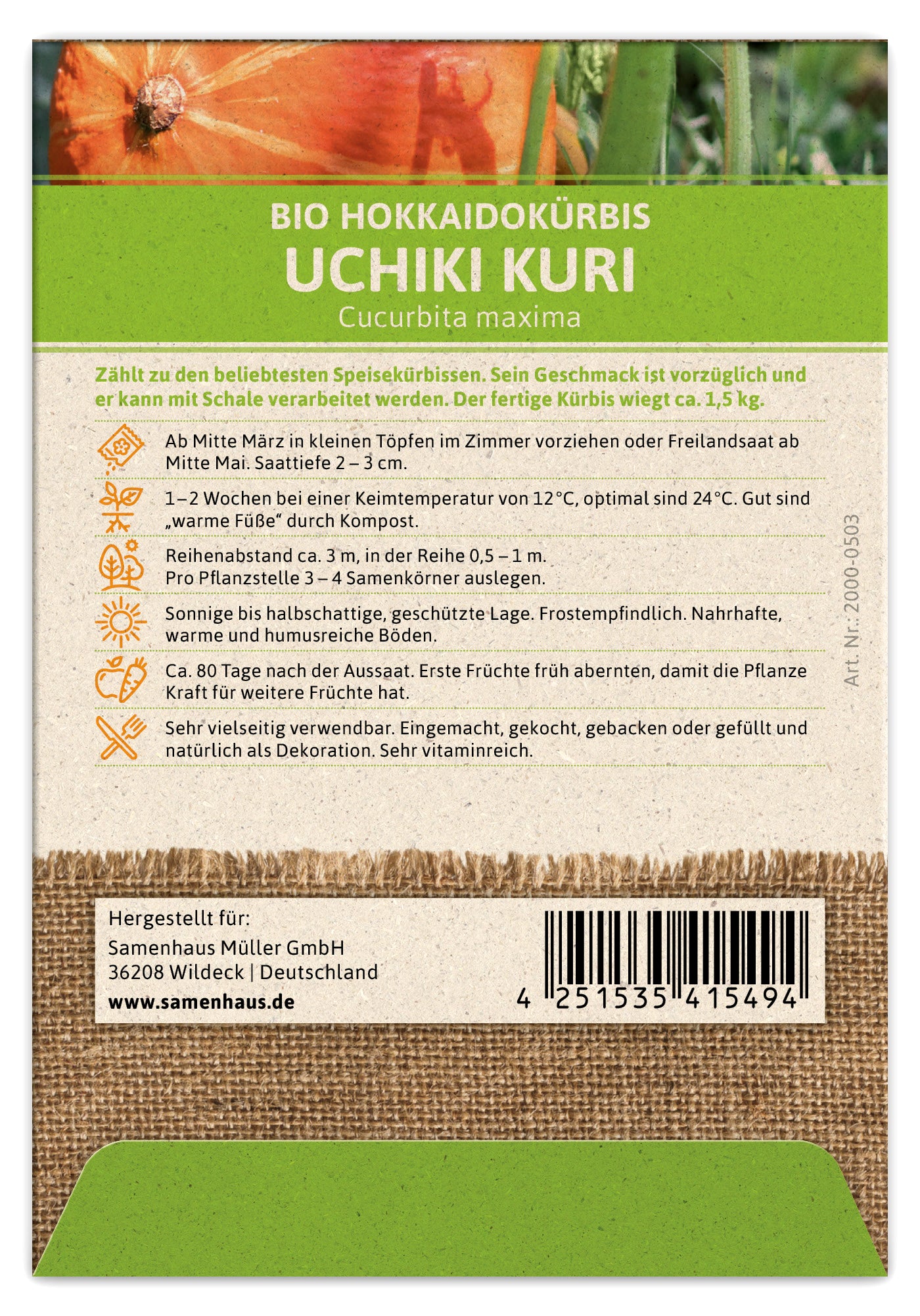  BIO Hokkaidokürbis Uchiki Kuri