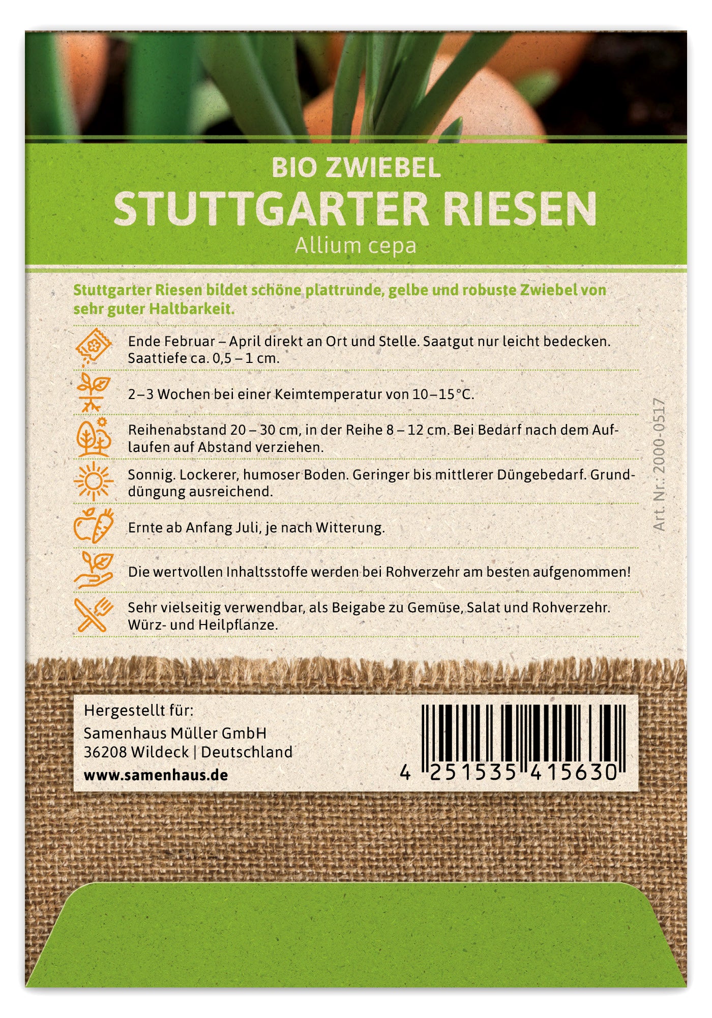  BIO Zwiebel Stuttgarter Riesen