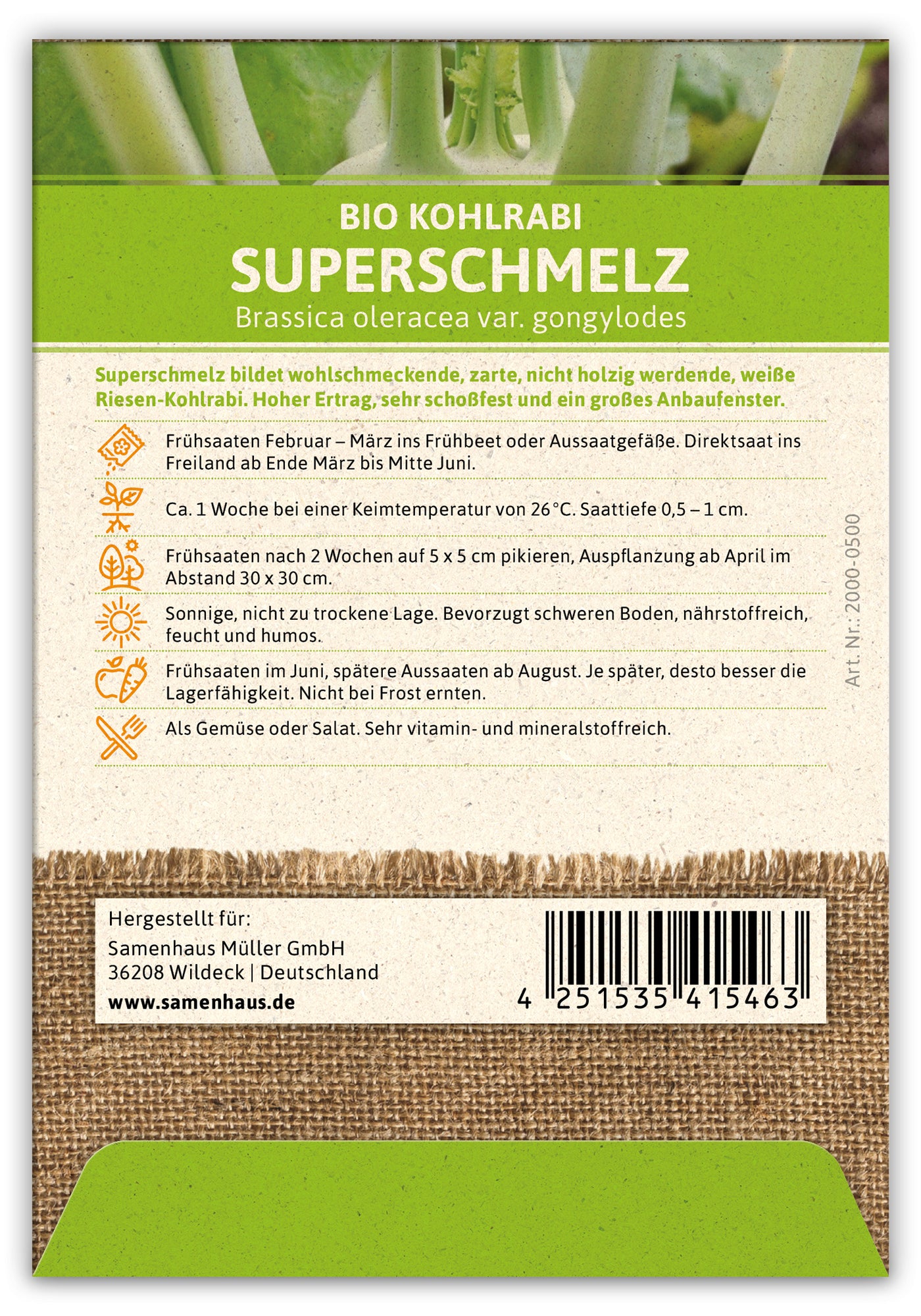  BIO Kohlrabi Superschmelz (100 Stück)