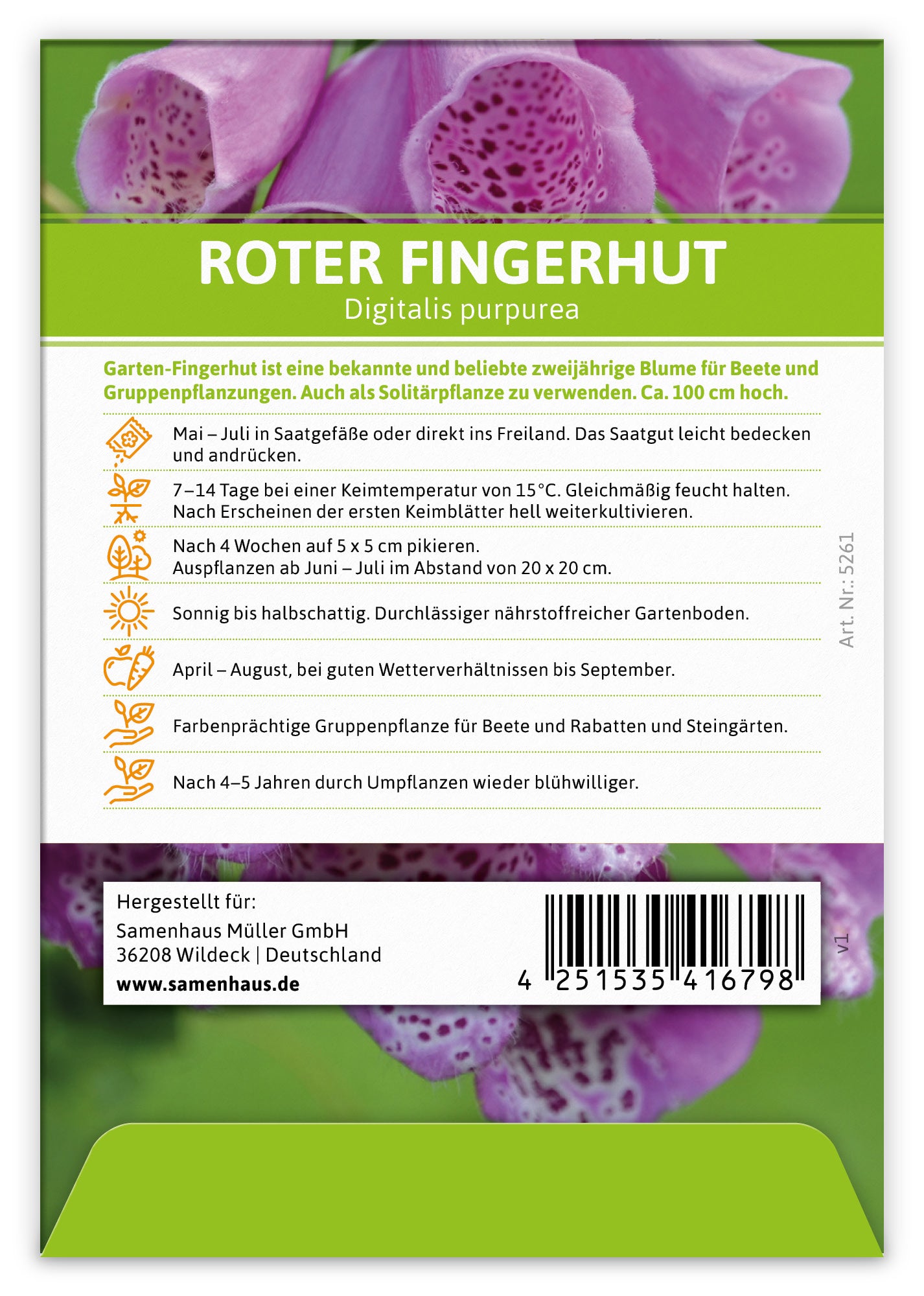  Roter Fingerhut (Regionale Sorte Thüringer Wald) (100 Tütchen)