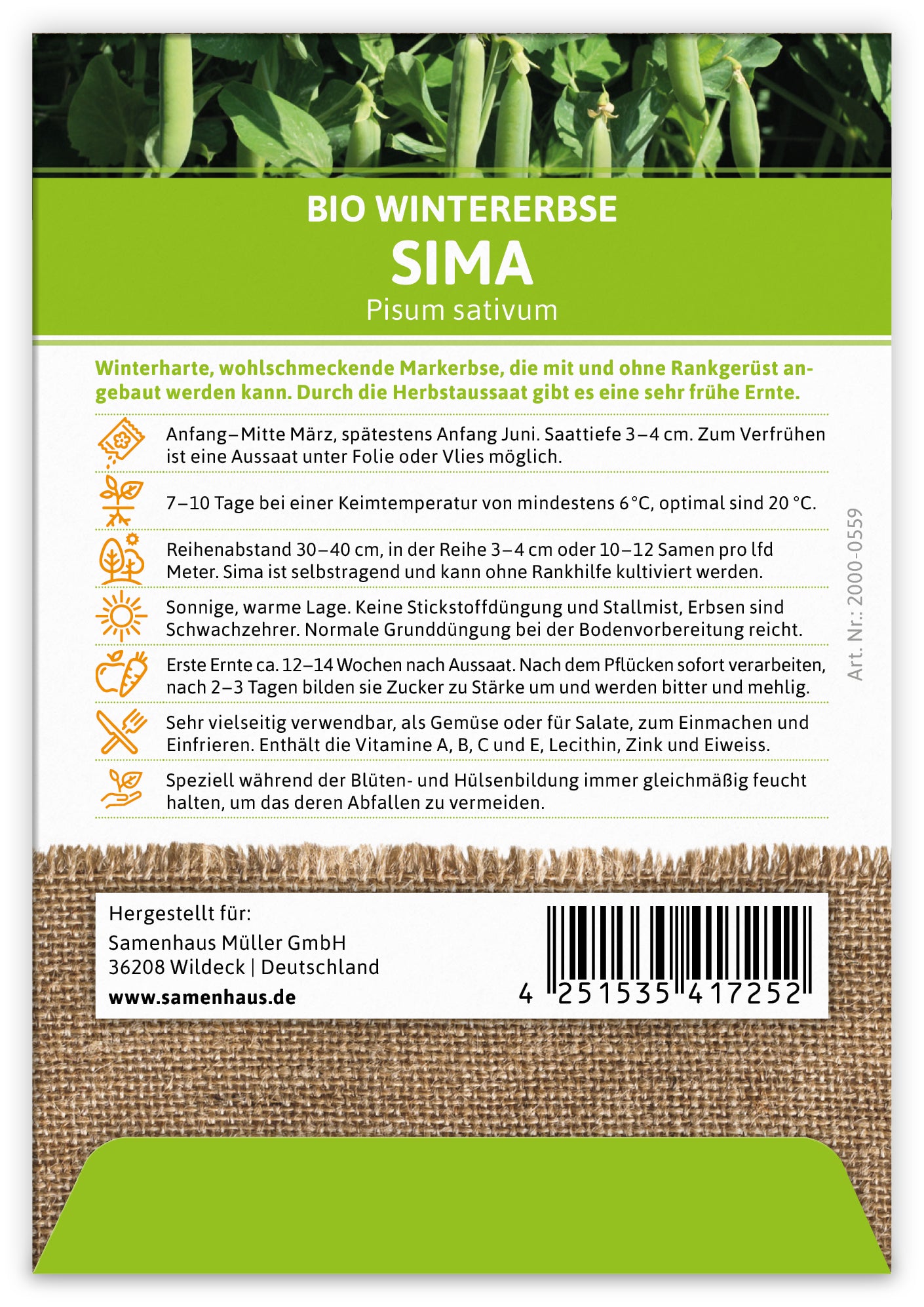  BIO Wintererbse Sima