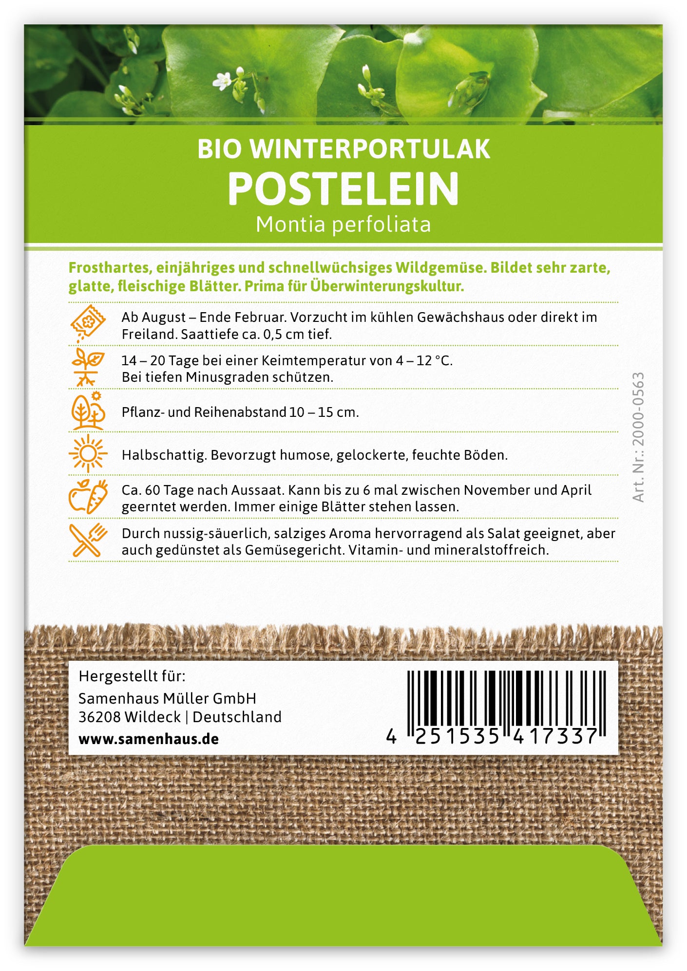  BIO Winterportulak Postelein (100 Tütchen)