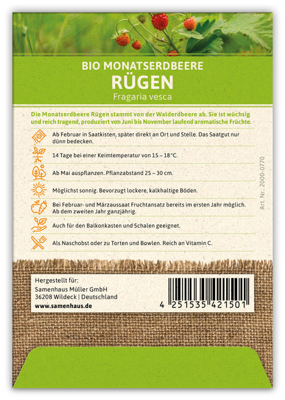  BIO Monatserdbeere Rügen (100 Tütchen)