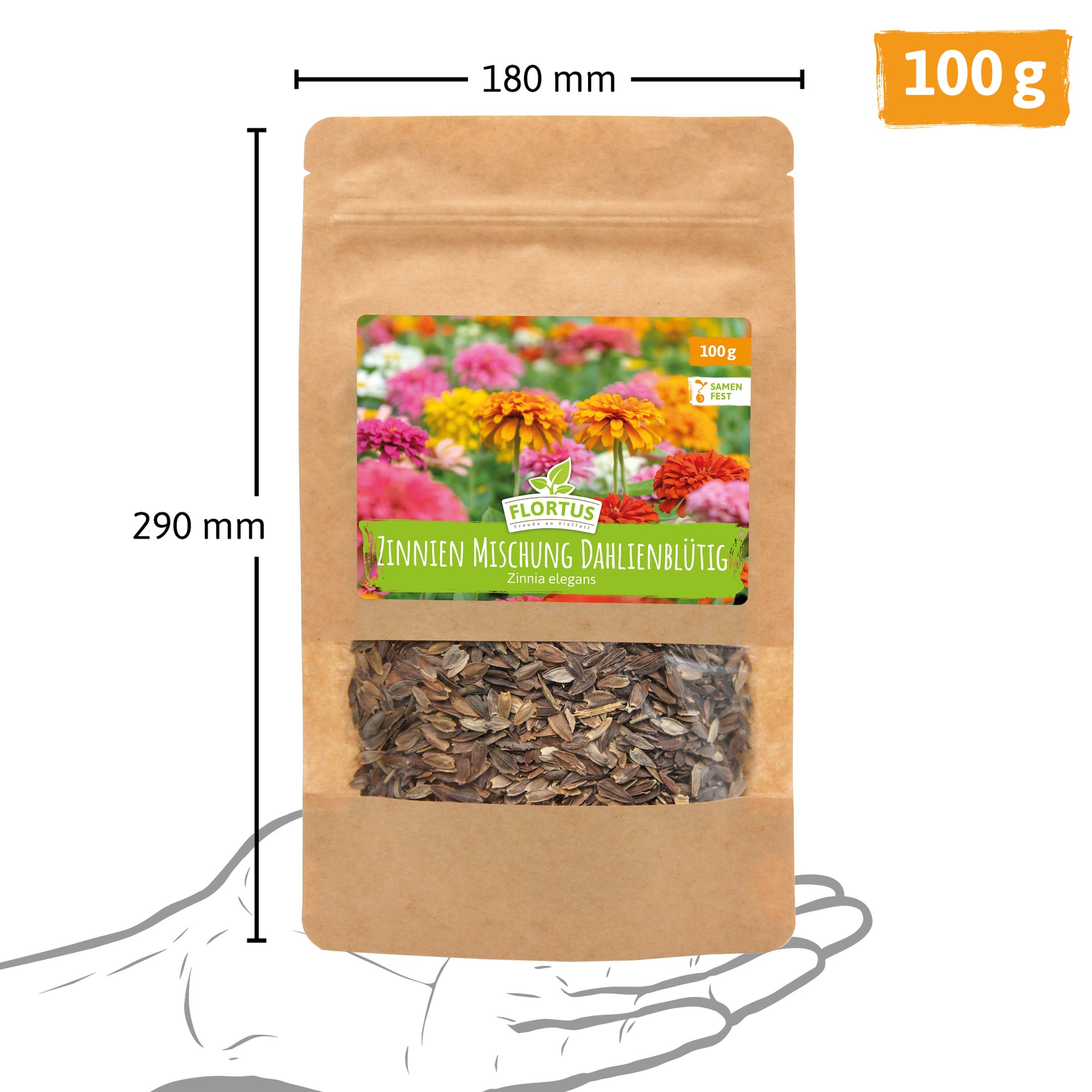  Wiesenblume Zinnie Mischung Dahlienblütig (100 G)