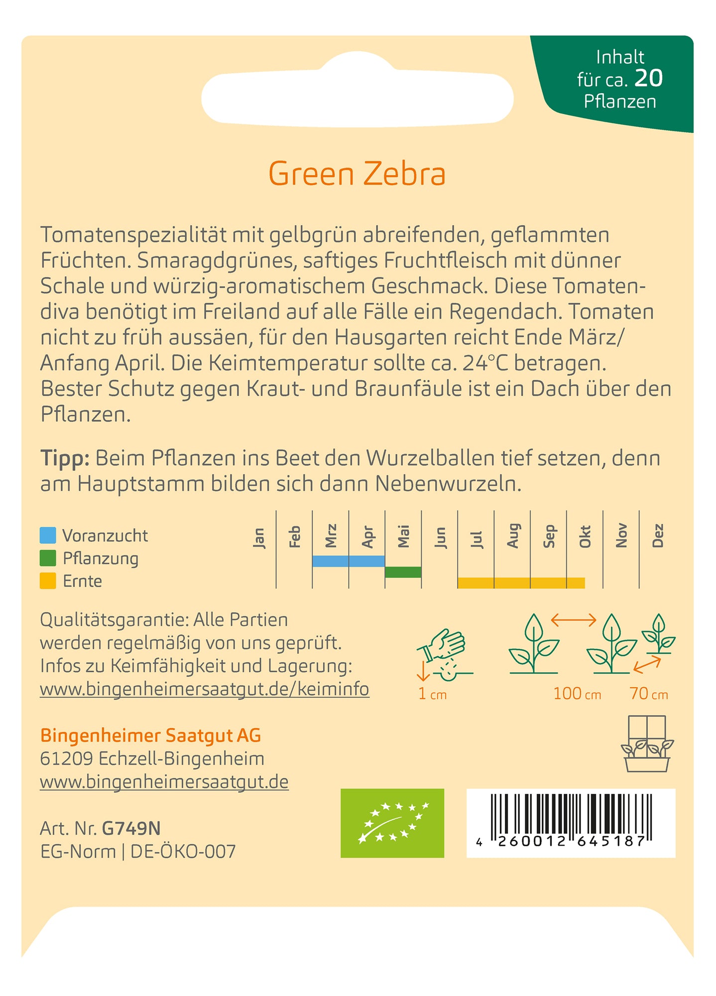  BIO Tomate Green Zebra