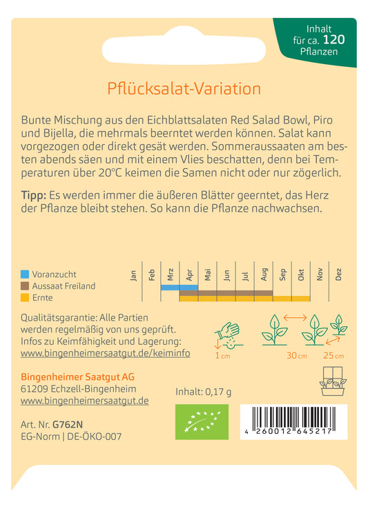  BIO Pflücksalatmischung, Pflücksalat-Variation