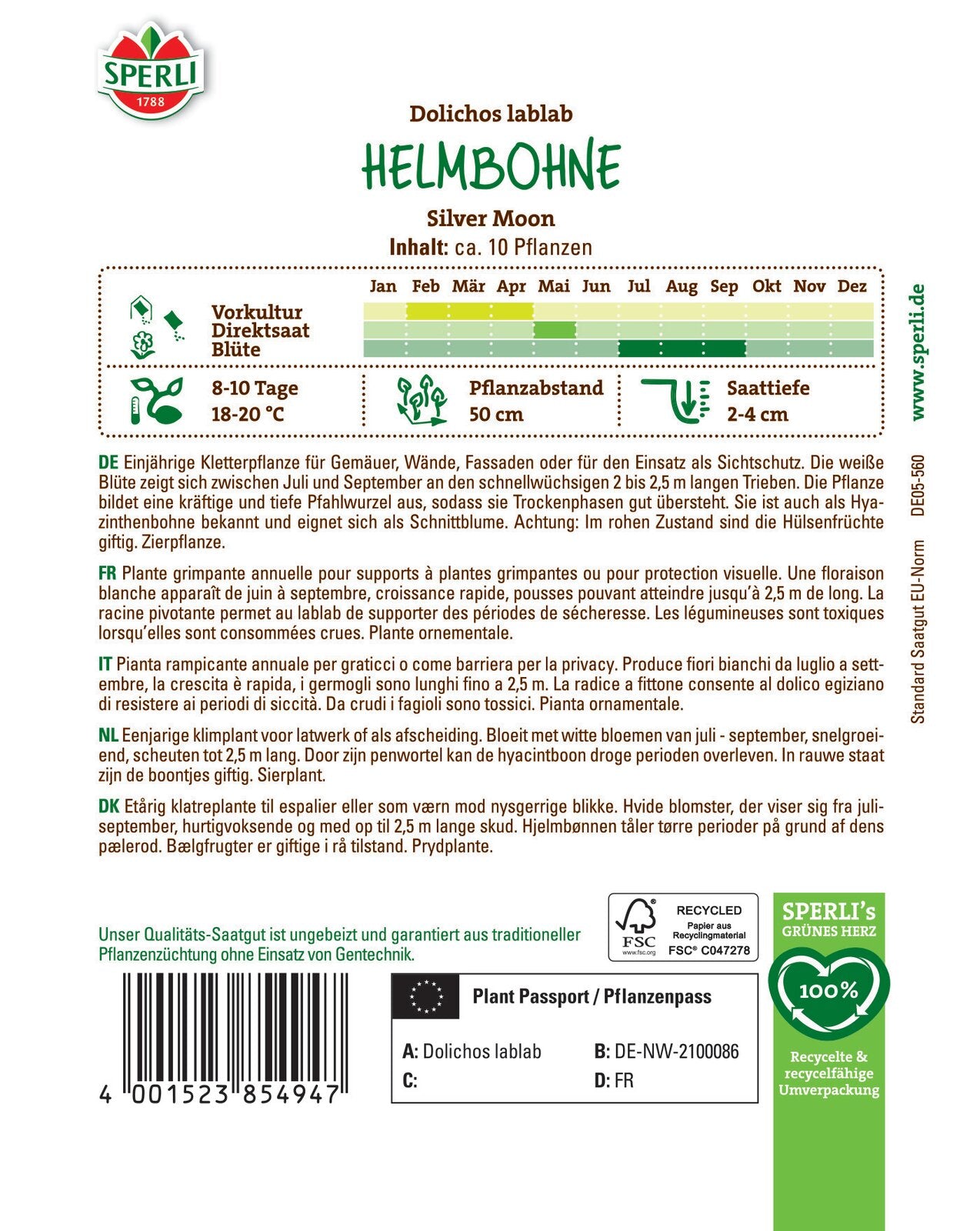  Helmbohne Silver Moon