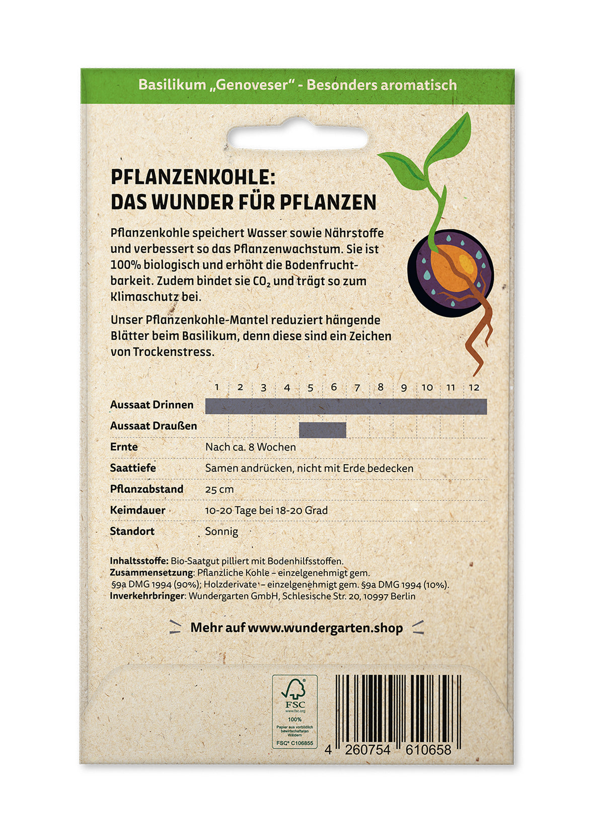  BIO Saatgut Mit Pflanzenkohle-Mantel Basilikum