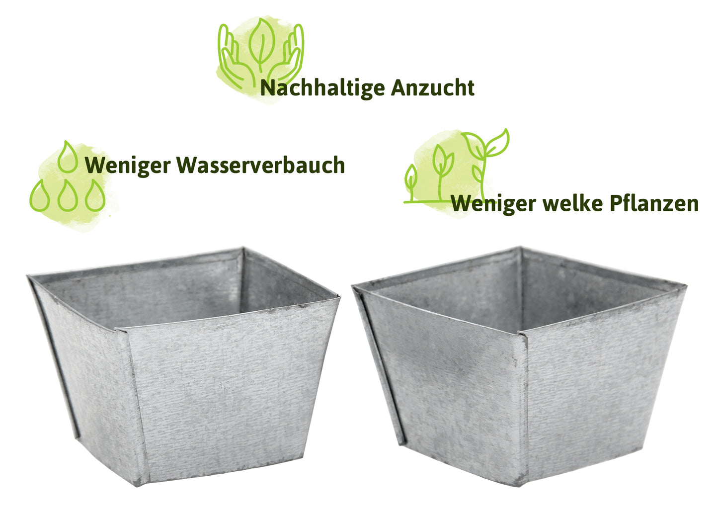 Zinkschale Mit Anzuchttöpfen (30 Stück)