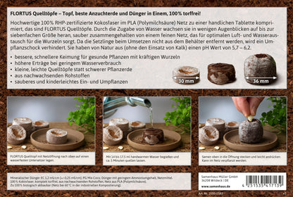  BoQube M & FLORTUS Kokos Quelltöpfe (24 Stück)