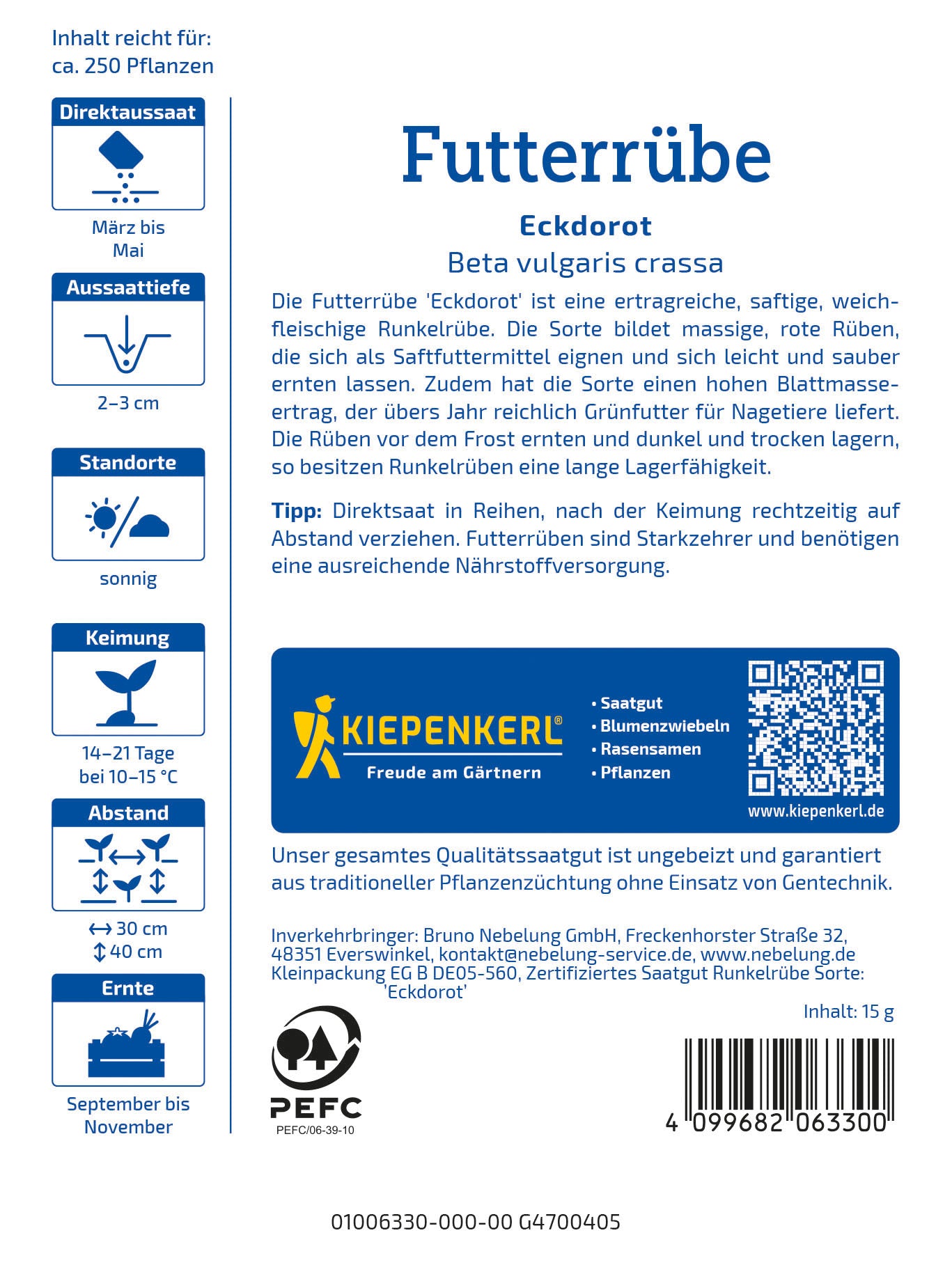 Futterrübe Eckdorot (15 G)